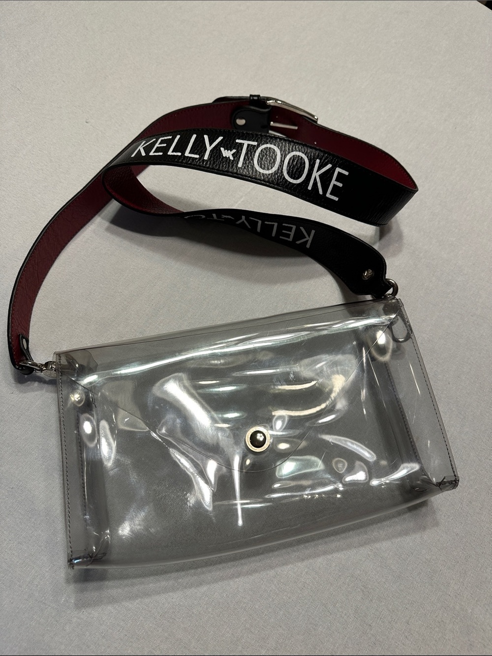 Kelly Tooke Transparent PVC Crossbody with Black and Red Branded Strap